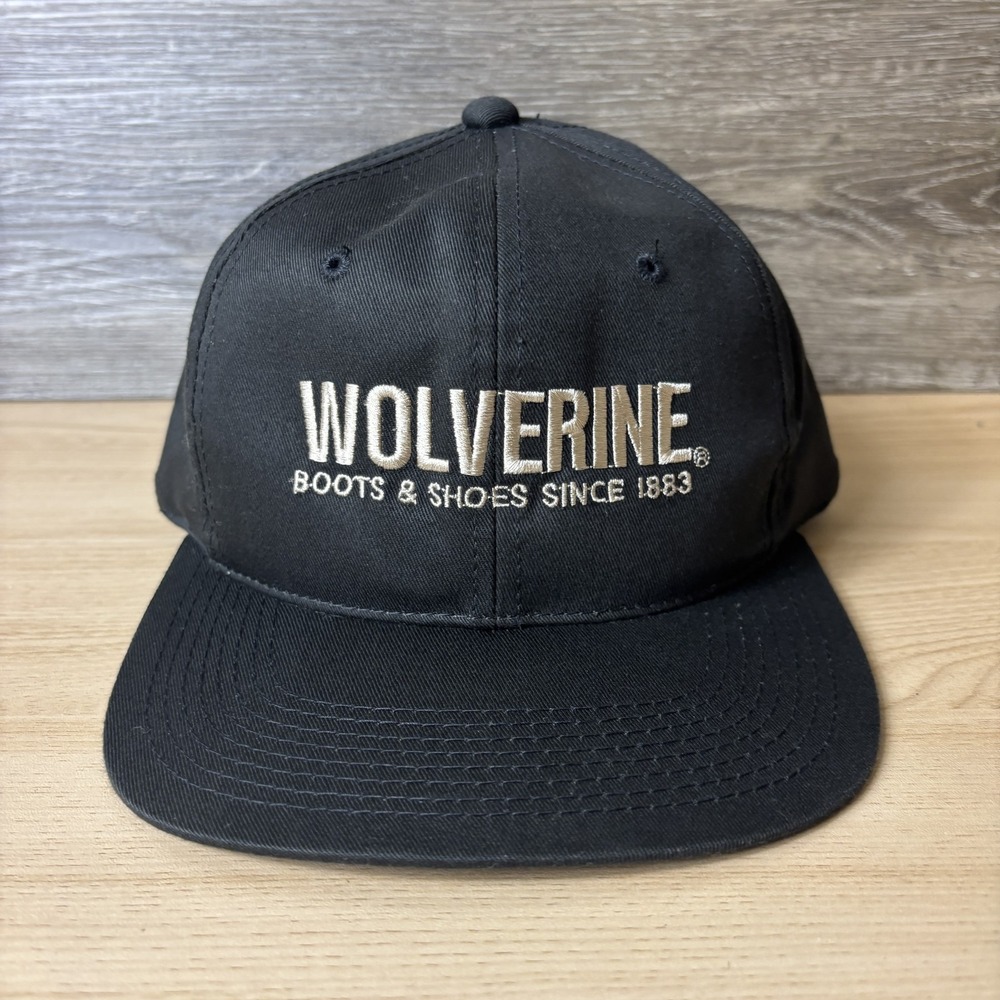 Wolverine Hat Cap Snap Back Black Boots Shoes Embroidered Mens One Size Workwear
